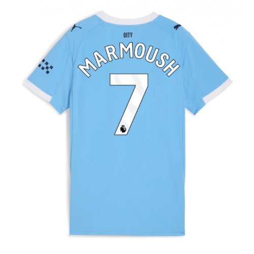 Stroje piłkarskie Manchester City Omar Marmoush #7 Koszulka Podstawowej dla damskie 2025-26 Krótki Rękaw